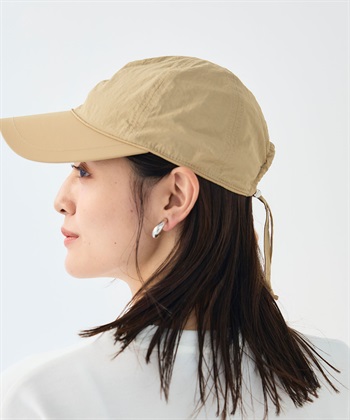 《UPF50+》エブ楽 ドロストタフタキャップ(ベージュ-57.5cm)