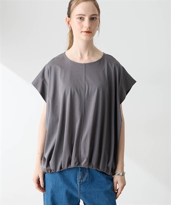 イージーエレガンスバルーンTシャツ【接触冷感】(チャコールグレー-M)