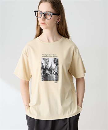 フォトプリントTシャツ【接触冷感・吸水速乾】(ベージュ-M)
