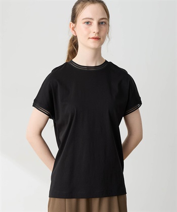 メッシュテープスムースTシャツ【接触冷感・吸水速乾】(ブラック-M)