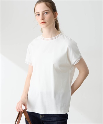 メッシュテープスムースTシャツ【接触冷感・吸水速乾】(オフホワイト-M)