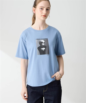 フォトプリントTシャツ【接触冷感・吸水速乾】(サックス-M)