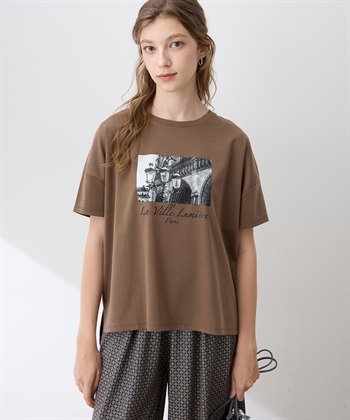 フォトプリントドルマンTシャツ【接触冷感・吸水速乾】(ブラウン-M)