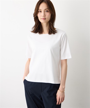 クルーネックTシャツ【すごツヤ・UVカット・接触冷感】(オフホワイト-M)