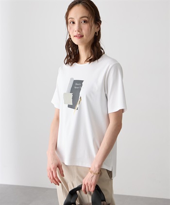 グラフィックロゴTシャツ【すごツヤ・接触冷感・UVカット】(オフホワイト-M)