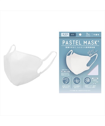 PASTELMASK　不織布 7枚入り 個包装使い捨て立体マスク シルクタッチ生地 肌にやさしい BFE PFE VFE 99％カット 美シルエット 三層構造(オフホワイト.-ふつう)