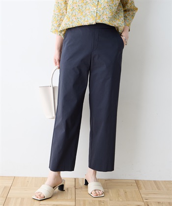 ストレッチストレートパンツ【接触冷感・ウォッシャブル・後ろウエストゴム】(ネイビー-61cm)