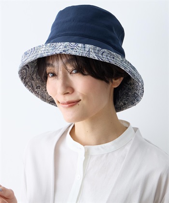 【Liberty】リバティプリントセーラーハット【UPF50+】(ネイビー-フリー)