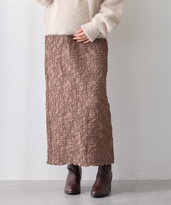 ふくれシャーリングスカート（マタニティ～産後）妊婦服 産前・産後対応(モカ-Ｍ)