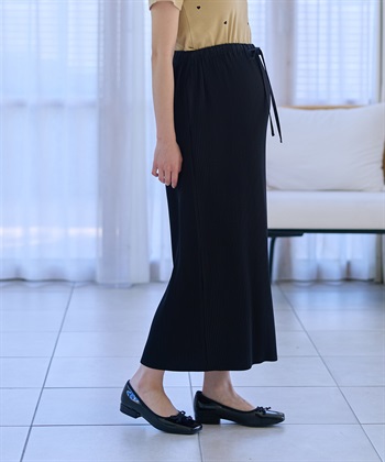 妊娠初期・産後もずーっとはけるプリーツスカート(ブラック.-Ｍ)