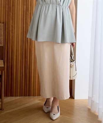 ツイルタイトめスカート（マタニティ～産後）妊婦服 産前・産後対応(ベージュ-Ｍ)