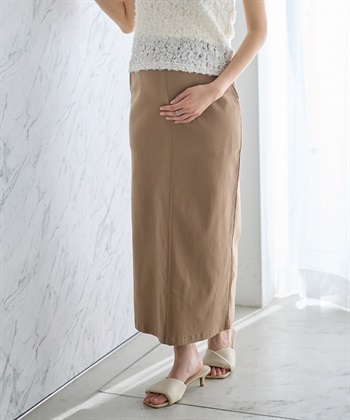 ツイルタイトめスカート（マタニティ～産後）妊婦服 産前・産後対応(モカ-Ｍ)