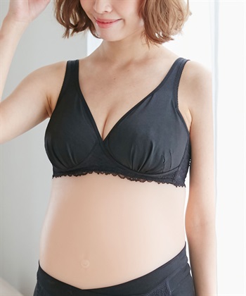 【美妊婦】マタニティ授乳ブラ　ハーフトップ〔ノンワイヤー、クロスオープンタイプ〕（マタニティ/授乳服）入院準備 出産準備 産前 産後(ブラック-Ｍ)