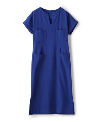 【TIME SALE】ドライオックスポケット付き半袖ワンピース(ブルー-9号)