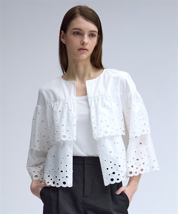 49AV JUNKO SHIMADA 【TIME SALE】カットワークレースノーカラージャケット