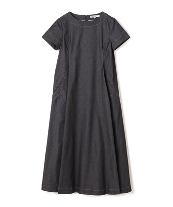 【TIME SALE】Aライン半袖ワンピース(ブラック-9号)
