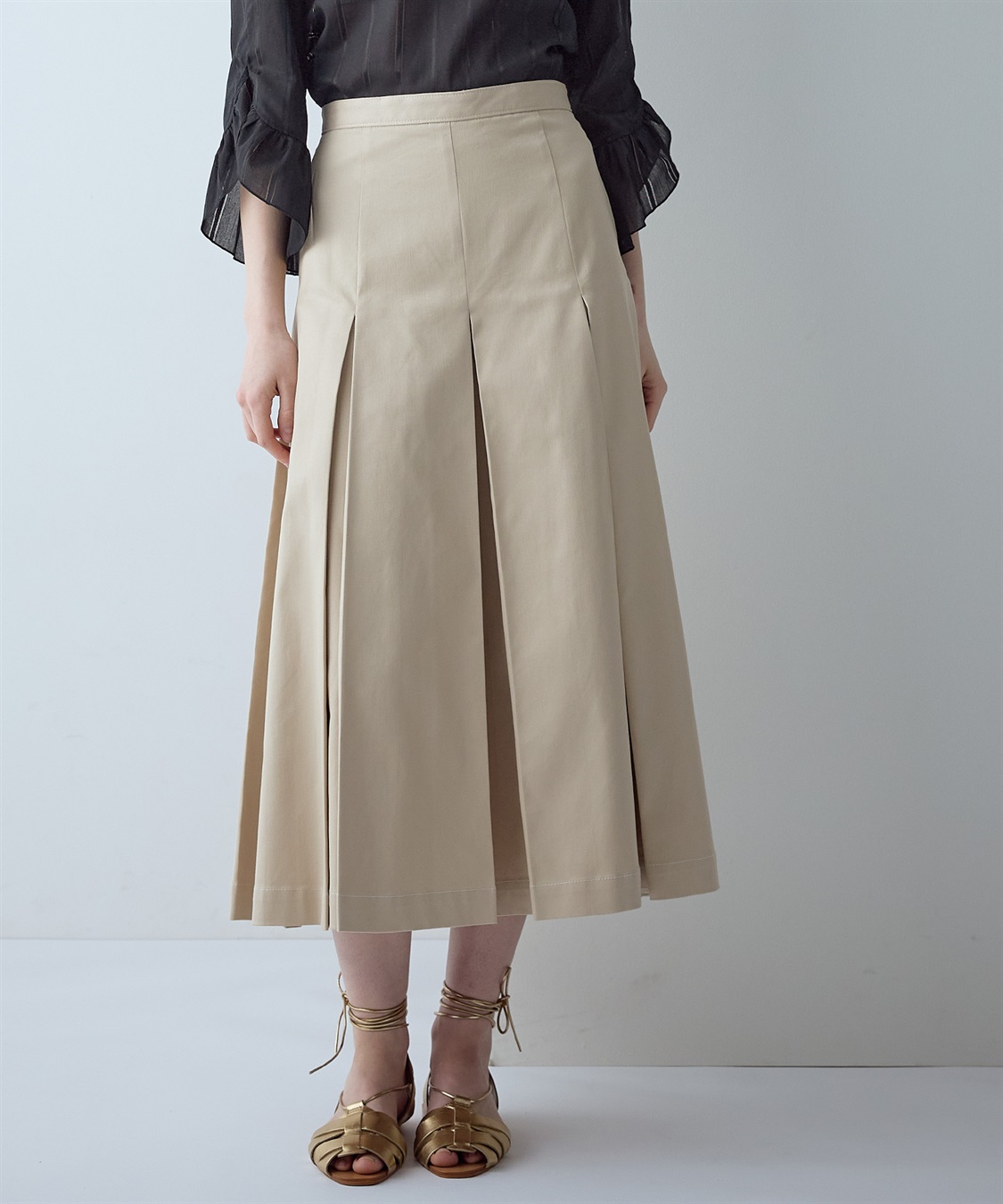 49AV JUNKO SHIMADA 【TIME SALE】ミディ丈プリーツフレアースカート_main