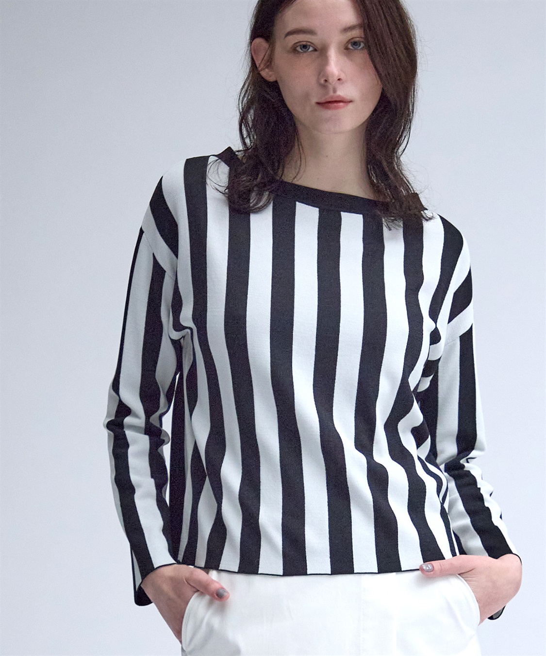 49AV JUNKO SHIMADA 【TIME SALE】ストライプ柄ボートネックニット_variation_1