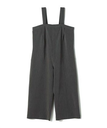 【anyfee/プラスサイズ】新色追加●タック入りワイドサロペット《接触冷感/ストレッチ》◆低身長向けサイズ有◆(チャコール-LL)