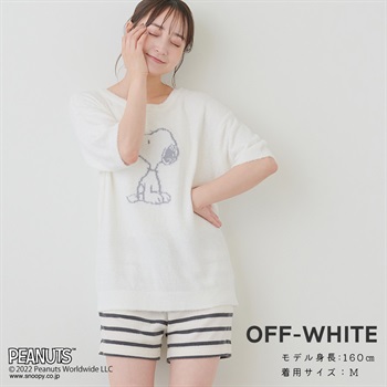 【PEANUTS/ピーナッツ】もちふわsleepソフトエアニット半袖トップスルームウェア◆別注◆上下別売り(オフ-LL)