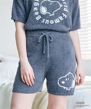 【PEANUTS/ピーナッツ】もちふわsleepソフトエアニットショートパンツルームウェア◆別注◆上下別売り(チャコール-M)