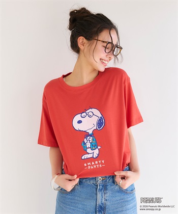 【PEANUTS/ピーナッツ】SNOOPY/スヌーピー「JOE PREPPY」プリントTシャツ(オレンジ-M)