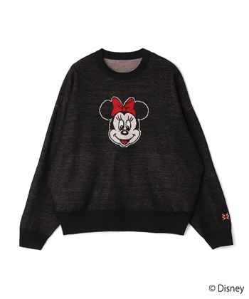【Disney/ディズニー】Minnie Mouse/ミニーマウス/ジャガードニットプルオーバー(ブラック-M)