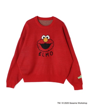 【セサミストリート】エルモ/ELMOジャガードニット《SESAME STREET》(レッド-M)