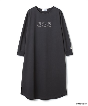 【miffy/ミッフィー】ワッフル刺繍ルームウェアワンピース/パジャマ（2026SS）(チャコール-M)
