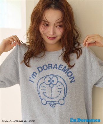 【Im Doraemon/アイム ドラえもん】もちふわsleepソフトエアニット半袖トップスルームウェア《ドラえもん/ドラミちゃん》◆上下別売り◆(ブルー-M)