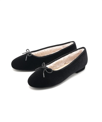 【anyfee/プラスサイズ】バレエシューズ（4E・甲高・幅広）《la farfa SHOES/ラファーファシューズ》(ブラック-24.5cm)