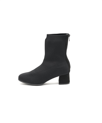 【anyfee/プラスサイズ】5cmヒールソックスブーツ（4E・甲高・幅広）《la farfa SHOES/ラファーファシューズ》(ブラック-24.5cm)