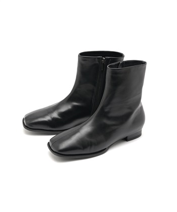 【anyfee/プラスサイズ】ストレッチローヒールブーツ（4E・甲高・幅広）(ブラック-24.5cm)