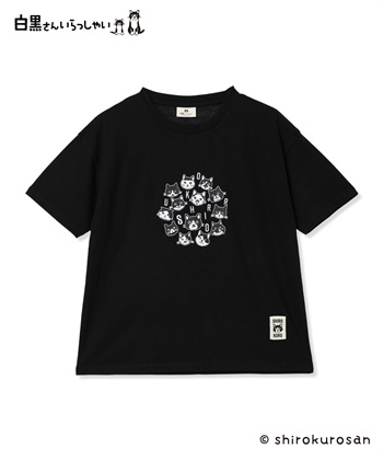 白黒さん集合半袖Tシャツ(ブラック-M)