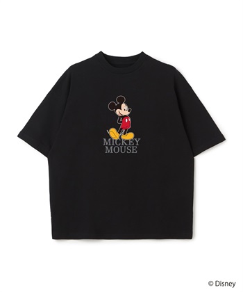 【Disney/ディズニー】Mickey Mouse / ミッキーマウス半袖Tシャツ / Over Harf Sleeve T-shirt《UNISEX》(ブラック-M)