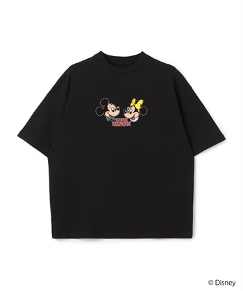【Disney/ディズニー】ミッキーマウス＆ミニーマウス半袖Tシャツ / Over Harf Sleeve T-shirt《UNISEX》(ブラック-M)