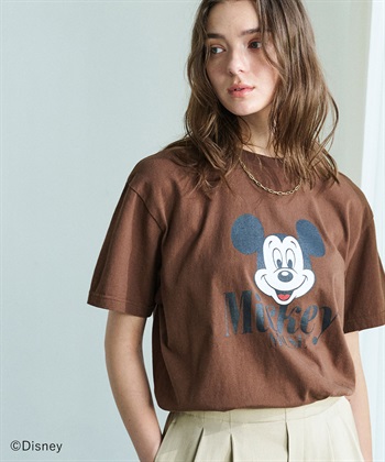 【GOOD ROCK SPEED】MICKEY MOUSE / ロゴ Tシャツ(ブラウン-F)