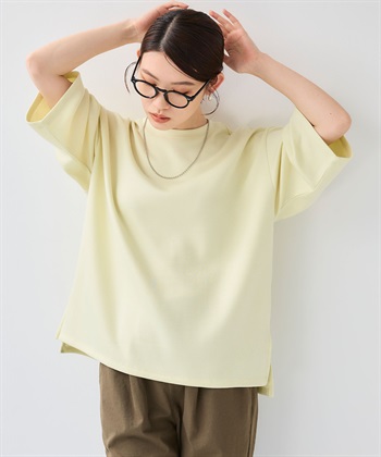 《UV/接触冷感》エブ楽 なめらかダンボール ビッグシルエットTシャツ(イエロー-Ｍ)
