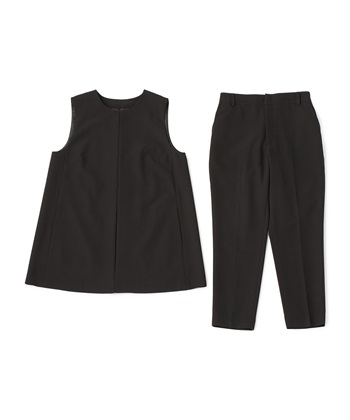 《洗える・シワになりにくい》2点セット 正解 ロングジレ&テーパードパンツ(ブラック-7号)