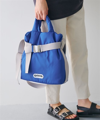 【別注】OUTDOOR PRODUCTS(アウトドアプロダクツ)2WAYベルトトートバッグS(ブルー-フリー)