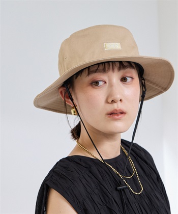 EDWIN ロゴ刺繍アドベンチャーハット(ベージュ-５８ｃｍ)