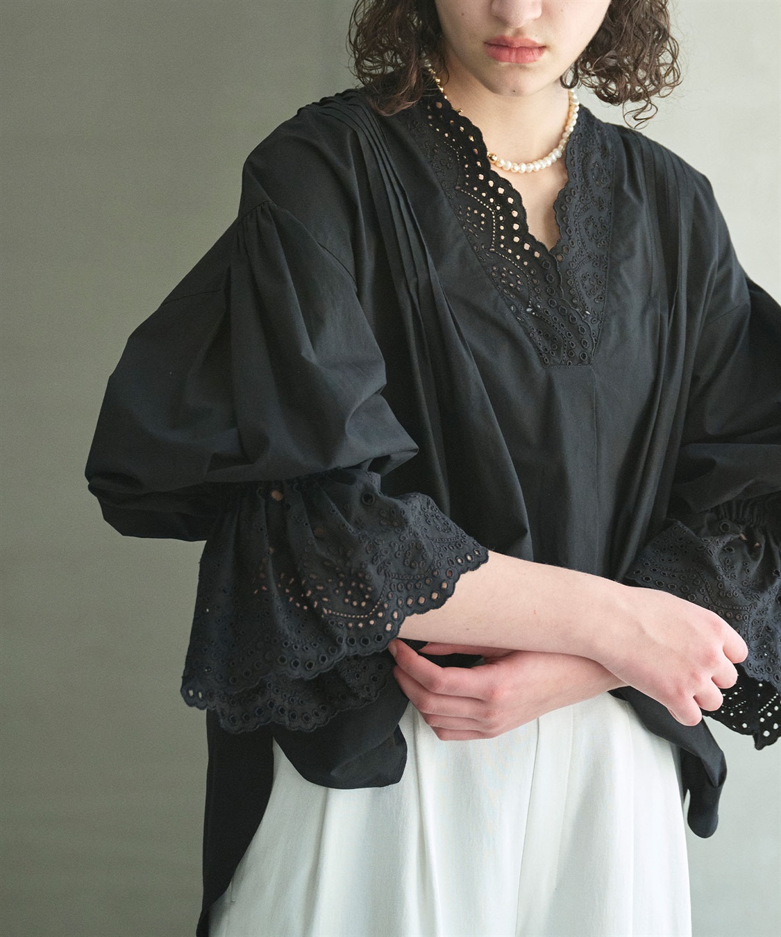 N.O.R.C <TIME SALE>カットワーク刺繍ボリュームスリーブブラウス_sub_3
