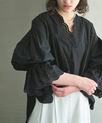 N.O.R.C <TIME SALE>カットワーク刺繍ボリュームスリーブブラウス_subthumb_3
